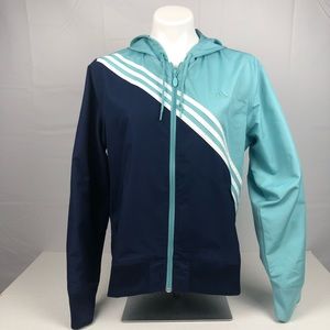 Adidas Light Blue Navy Performance Hoodie Jacket